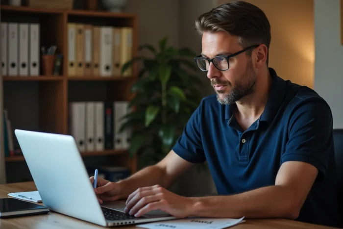 Homme vérifiant le plafond de salaire pour la prime d'activité sur le site officiel du gouvernement